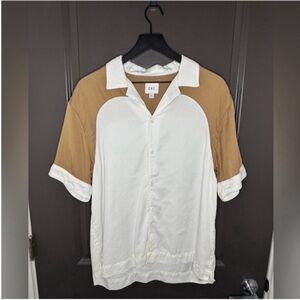 🌵 NWT CHE Western Twill-Textured Woven Shirt | Cream & Tan | XL | Retro Vibes! 🌵